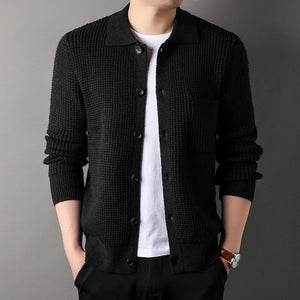 Elevate Your Style with Our Men's Long-sleeved Knitted Cardigan Jacket