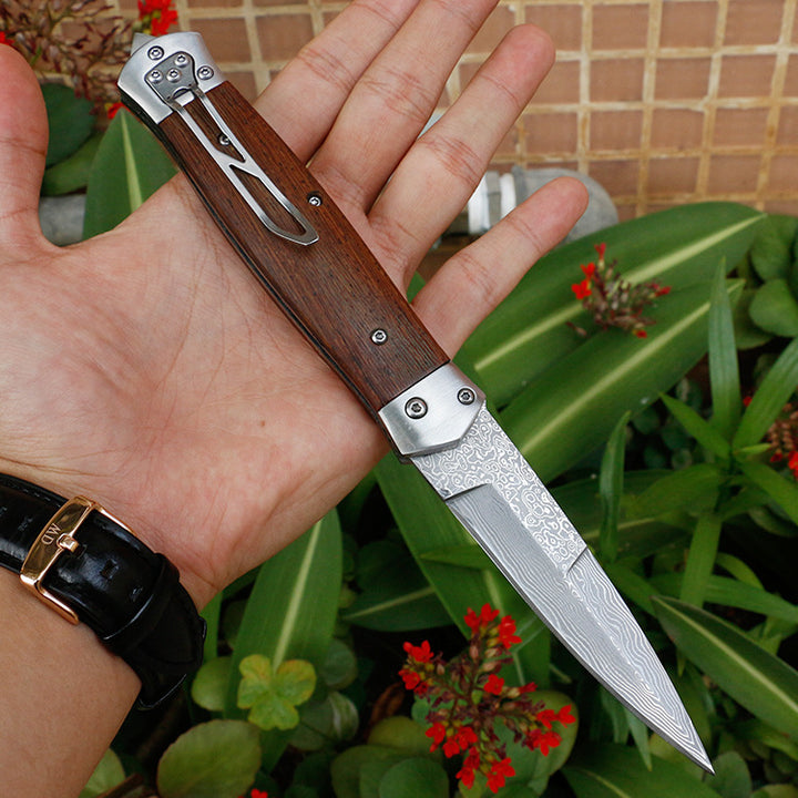 VG10 Damascus Steel Folding Hunting Knife