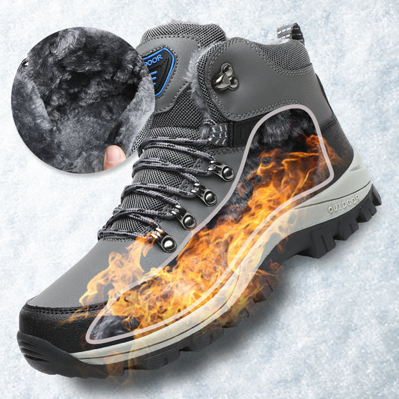 Men Warm Plush Hiking Lace-up Shoes