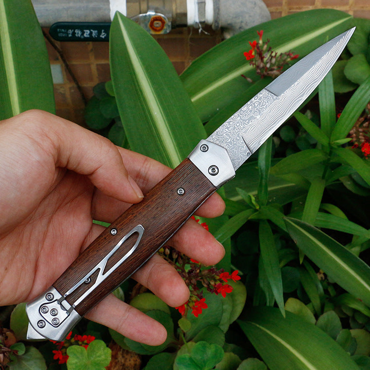 VG10 Damascus Steel Folding Hunting Knife