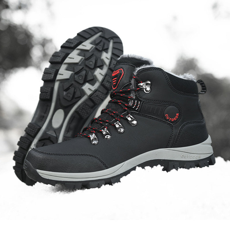Men Warm Plush Hiking Lace-up Shoes