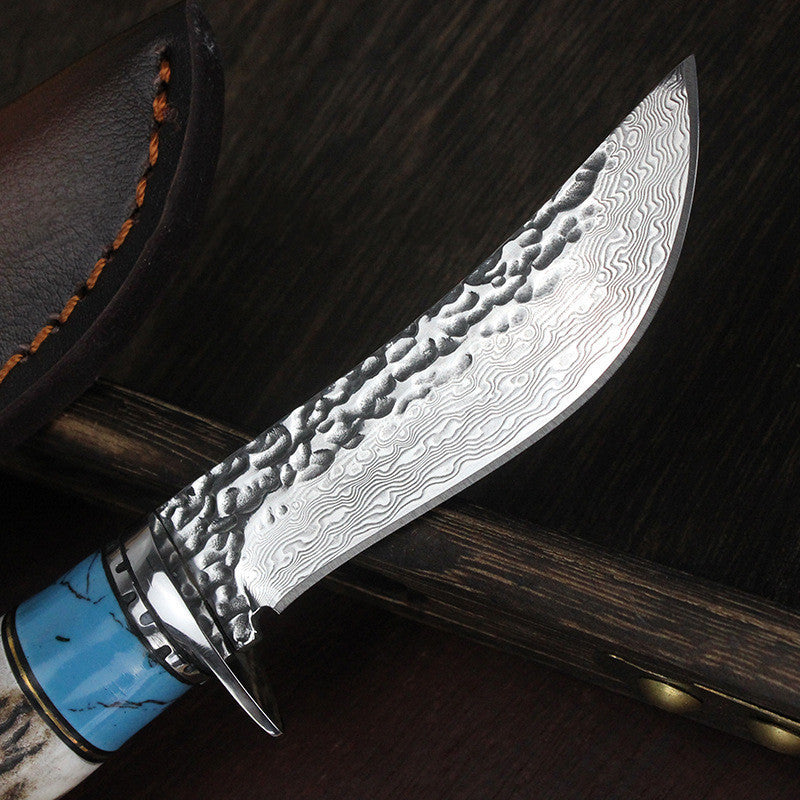 Outdoor Damascus Forged Hunting Knife