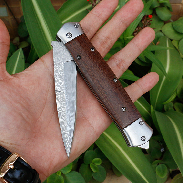VG10 Damascus Steel Folding Hunting Knife