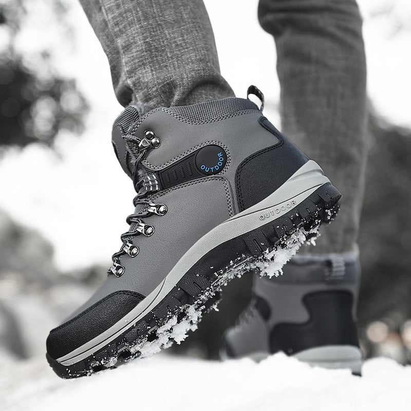 Men Warm Plush Hiking Lace-up Shoes